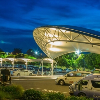 Shade sail entrance, Commercial shade structure by Shade To Order | Wyong, Sydney, Newcastle