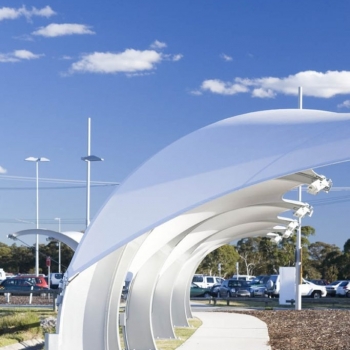 Walkway fabric awning | commercial shade structure | Newcastle | Sydney | Shade to order NSW