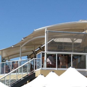 Balcony shade sail - Restaurant shade sail by Shade to Order, Newcastle, Sydney, Australia 