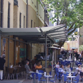 Awning shade sail by Shade to Order, Sydney shade sail for restaurant | Newcastle, Australia