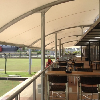 Commercial awning shade structure over balcony by Shade to Order, Wyong, Newcastle, Sydney, NSW Australia
