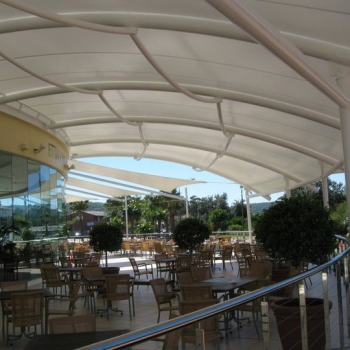 Balcony waterproof shade structure at Club | Ettalong, Newcastle shade sails, Gosford, Sydney | Shade to Order