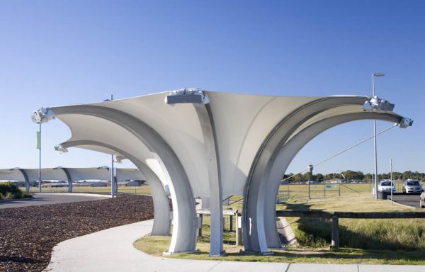 Airport commercial shade structure over walkway by Shade to Order Newcastle, Sydney, Central Coast, NSW Australia