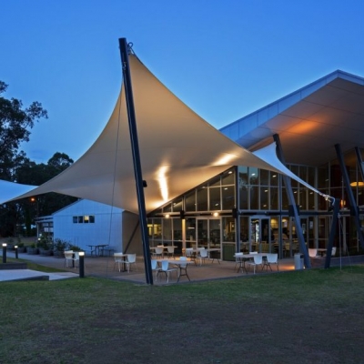 College shade structure over dining area | waterproof sail | Hunter Valley, Newcastle | Shade to Order