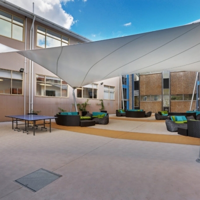 Quadrangle shade structure for students by Shade to Order Newcastle, Sydney, North Sydney, Central Coast