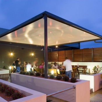 Shade structures for outdoor dining area by Shade to Order, Newcastle, Central Coast