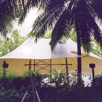 Conical shade structure for Resort in Maldives designed by Shade To Order
