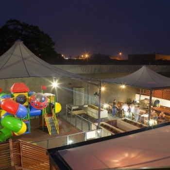 Premium commercial shade structures over alfresco area by Shade to Order Newcastle NSW Australia