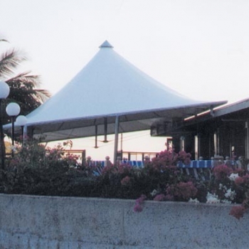Conical resort shade sail by Shade to Order, Newcastle, Sydney, NSW