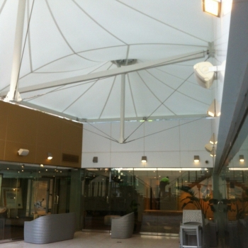 Fabric commercial umbrellas in shopping mall by Shade to Order, Newcastle, Sydney, Central coast, NSW