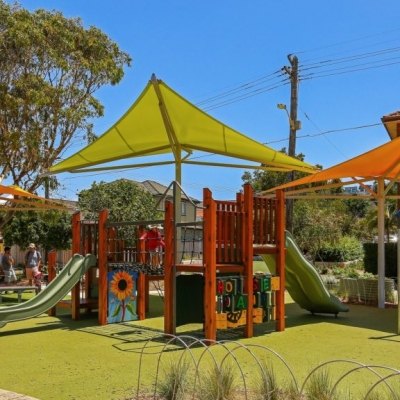 Heavy Duty coloured shade structures for playground by Shade to Order, Sydney, Newcastle, NSW