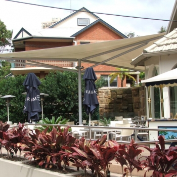 Cafe umbrellas for seating area by Shade to Order, Newcastle, Sydney, Central Coast, NSW, Australia