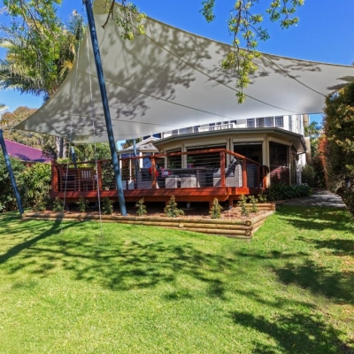 Residential quality shade sail over balcony | Newcastle shade | Shade to Order Australia