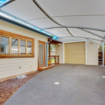Carport shade sail for residential home by Shade to order, Gateshead, NSW