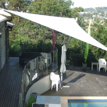 Custom made shade sails over pool area by Shade to Order, Newcastle, Sydney, NSW