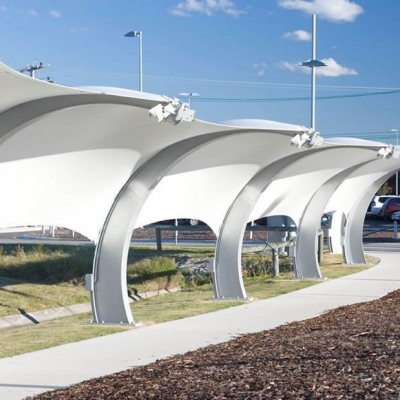 Covered Fabric Walkway Shade Structure designed by Shade To Order Newcastle