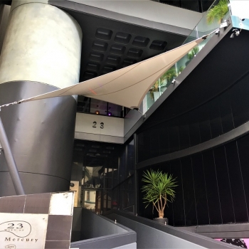 Shade sail entrance at Commercial building by Shade to Order | Newcastle | Central Coast | NSW | Australia