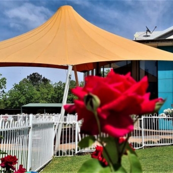 Commercial shade sail over entertaining area designed by Shade To Order, Newcastle, Maitland, Muswellbrook
