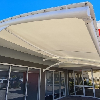 Awning sail for commercial project designed by Shade To Order, Newcastle, Thornton, NSW