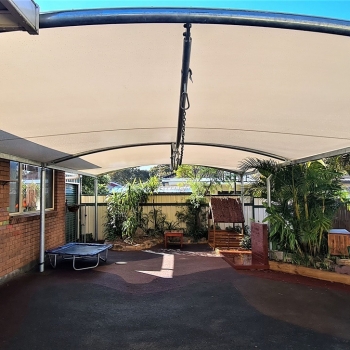 Preschool shelter covering play area designed by Shade to Order, Newcastle, NSW