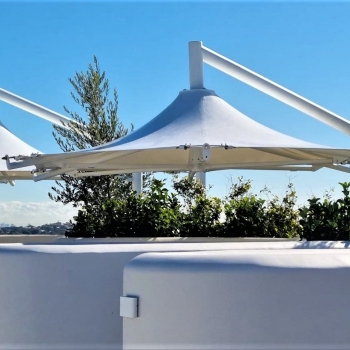Heavy duty cantilevered umbrellas designed by Shade To Order, Newcastle NSW