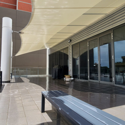 Commercial Shade Structure over balcony installed at office building, Newcastle NSW