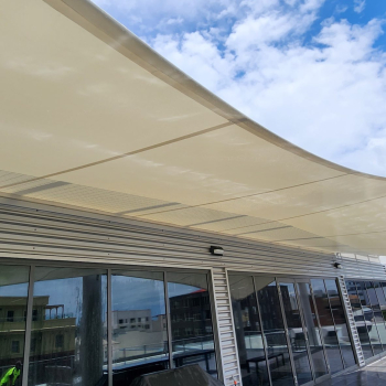 Commercial Shade Structure over balcony installed at office building, Newcastle NSW